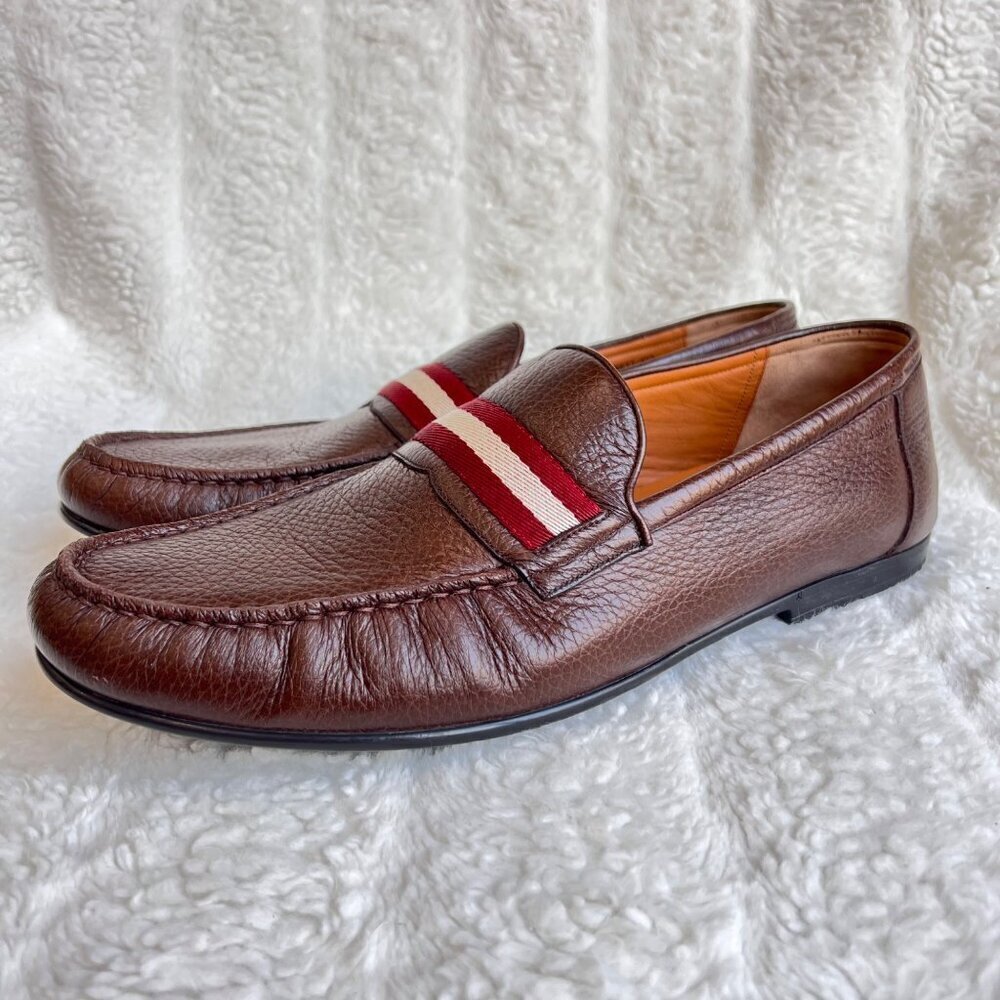 Bally Men’s Crockett Leather Loafers,Dark Brown, Size 13d